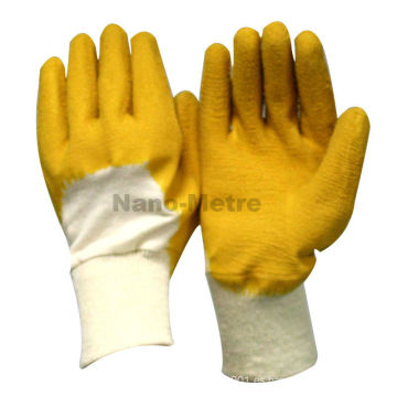 NMSAFETY guantes de algodón recubiertos de goma de látex amarillo